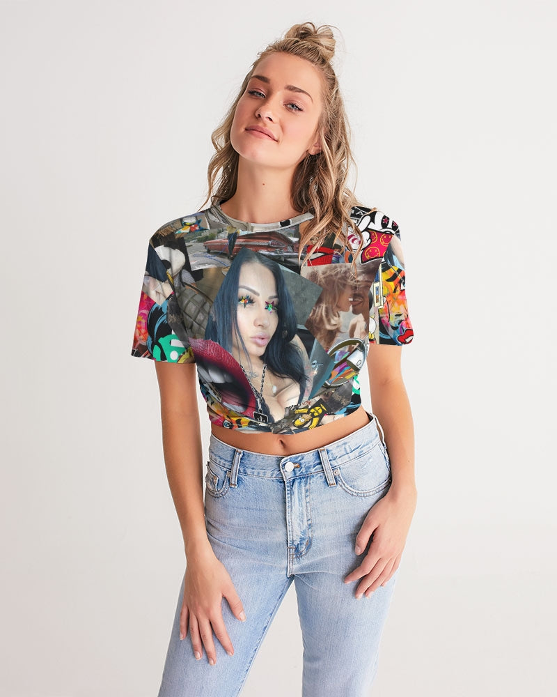 Kiss the Fame Women's Twist-Front Cropped Tee
