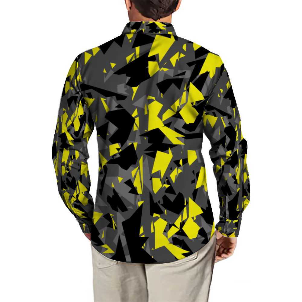 Digital Camo Men's Slim Fit Collar Long Sleeve Shirt