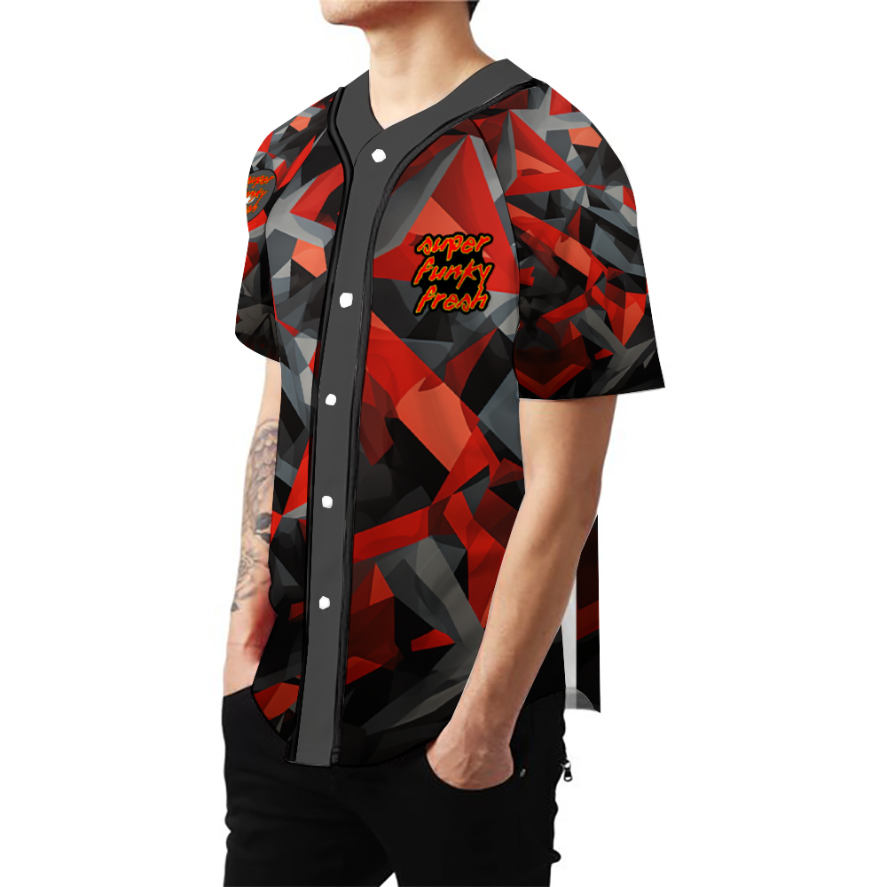 Digital Camo Red. Black Grey Unisex All Over Print Baseball Jersey Sports Jersey