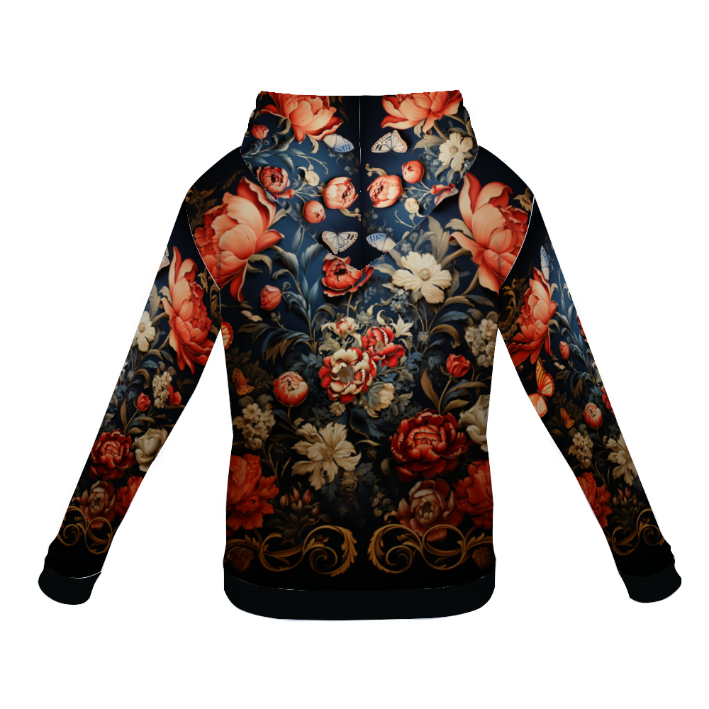 Flower Motiff DeLa Parra All Over Print Plush Hoodies with Pockets