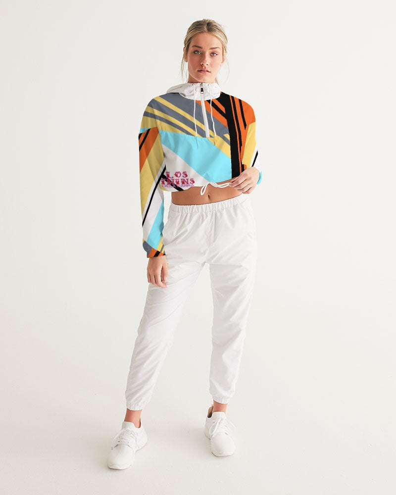 Mayan Serpent Stripes Women's Cropped Windbreaker