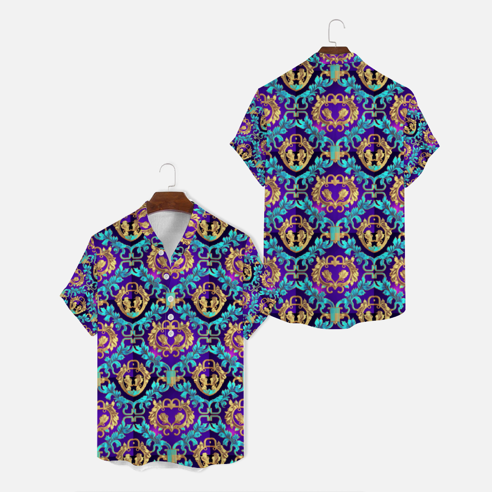 DeLa Parra Roman Blue Short-sleeve T-Shirts Blouses with Button