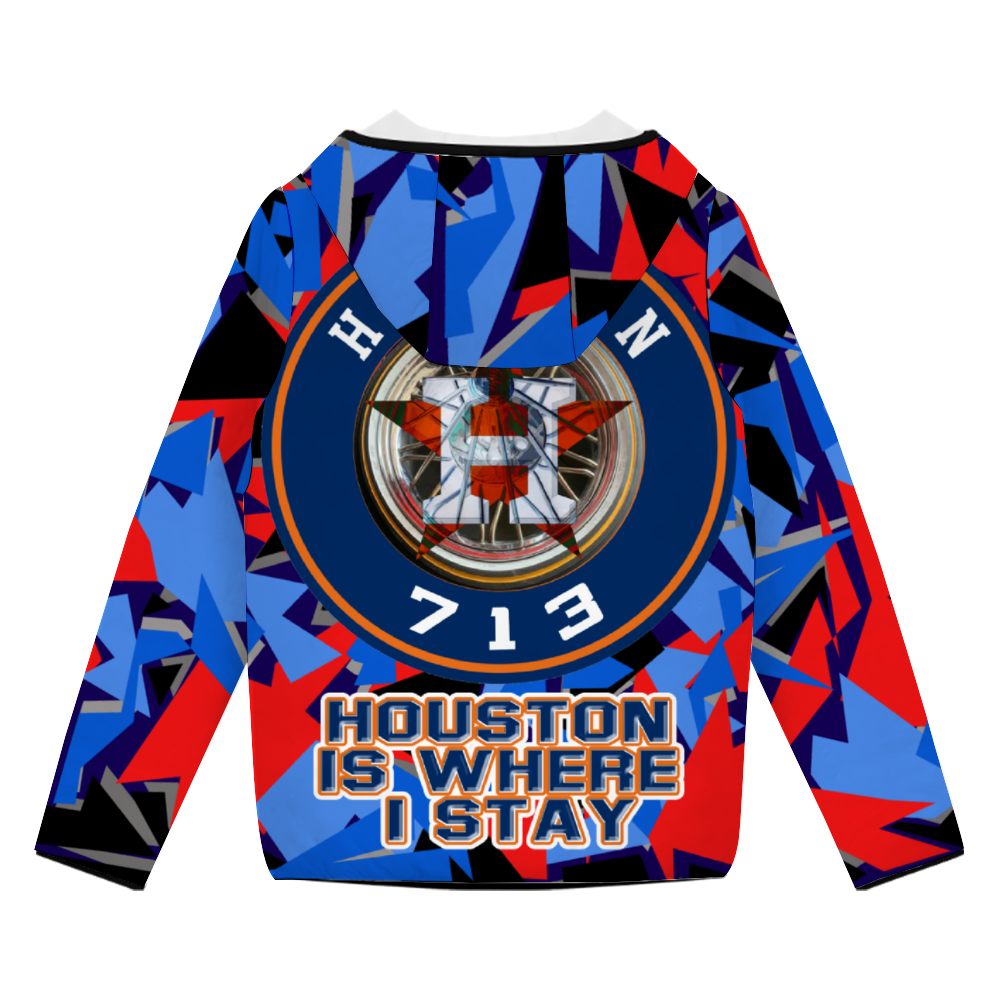 Houston Is Where I Stay Dark Blue Hoodie Jackets Full-Zip Bubble Coats