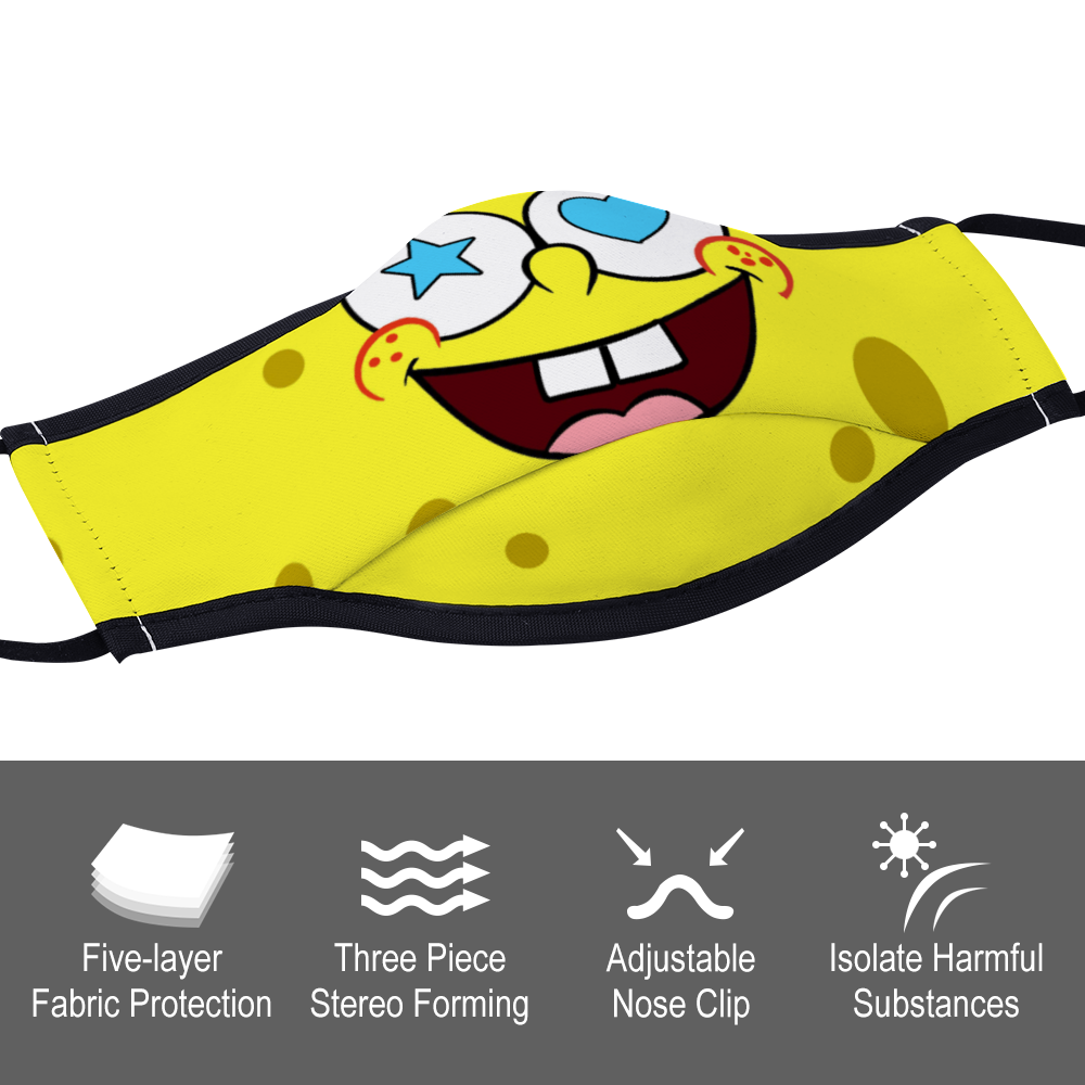 Sponge Hearts and Stars Face Cover With Two Filters Customized Adjustable Non-medical Face Cover