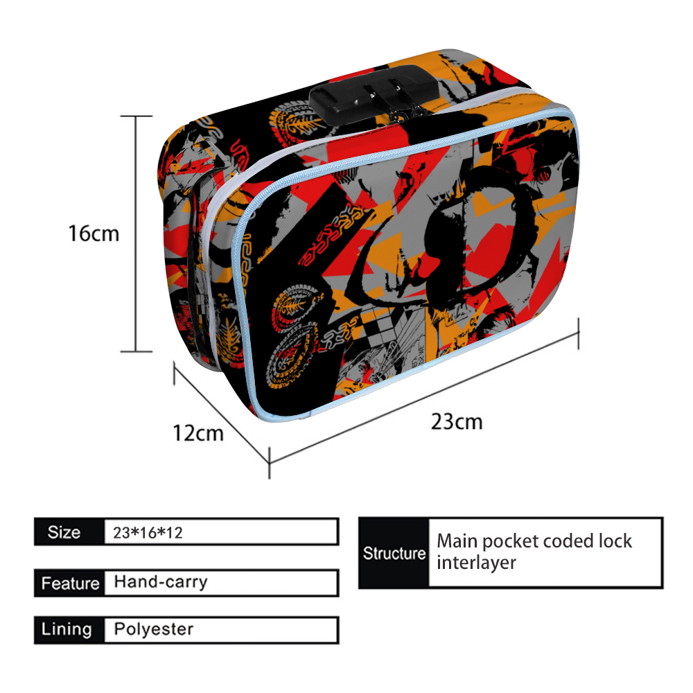 Dela Parra Graffiti Combination Lock Active Charcoal Cigar Bag Zipper Closure