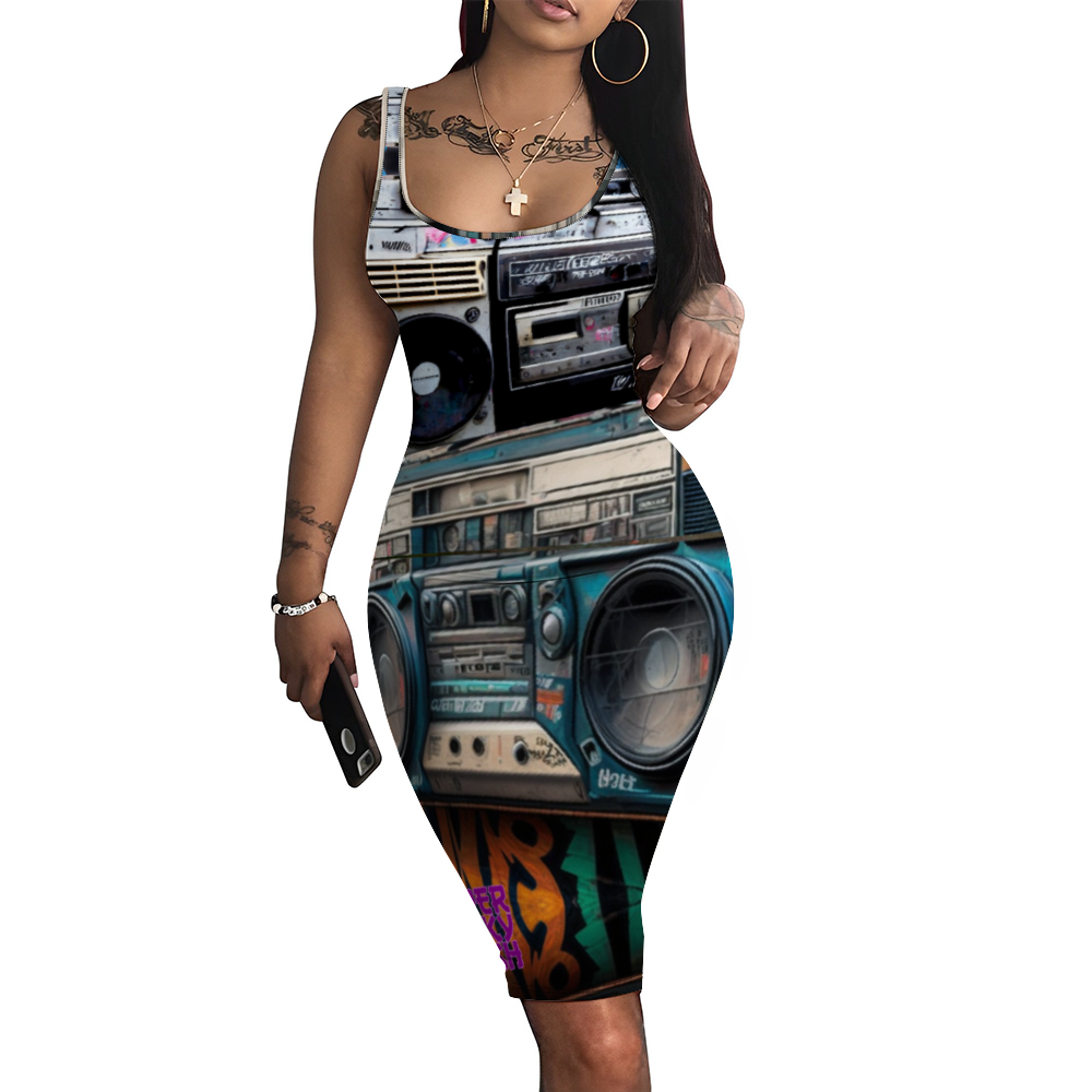 Boomboxes Women's Tank Dress Stylish Sleeveless Dress