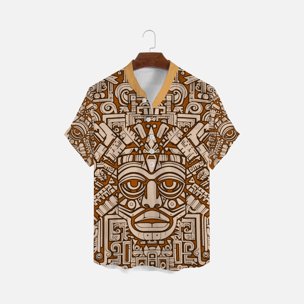 Brown Olmec Inspired Unisex Short-sleeve