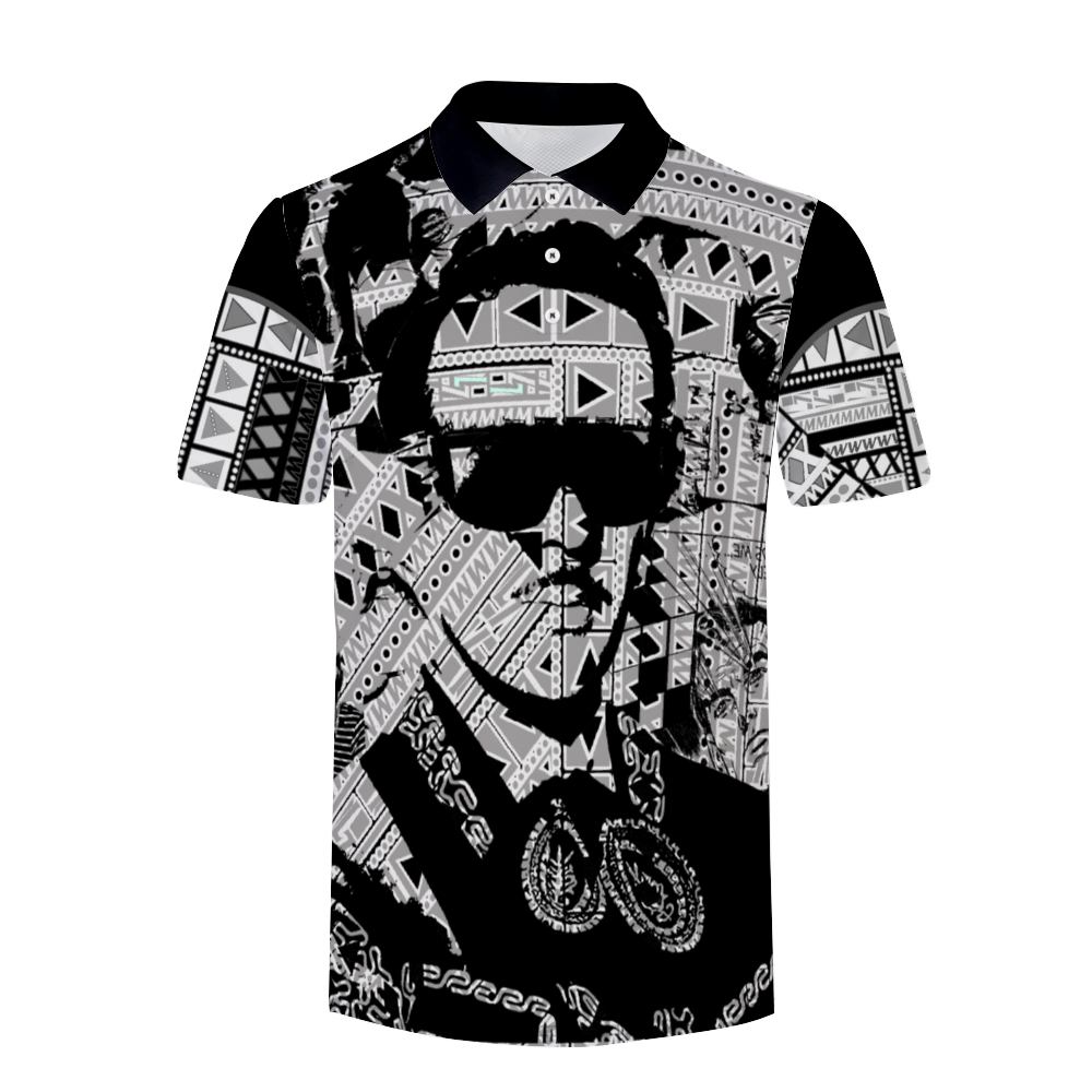 DeLa Parra Polo Graffiti Custom Shirts All Over Print POLO Neck Shirts Black & White Neck Option