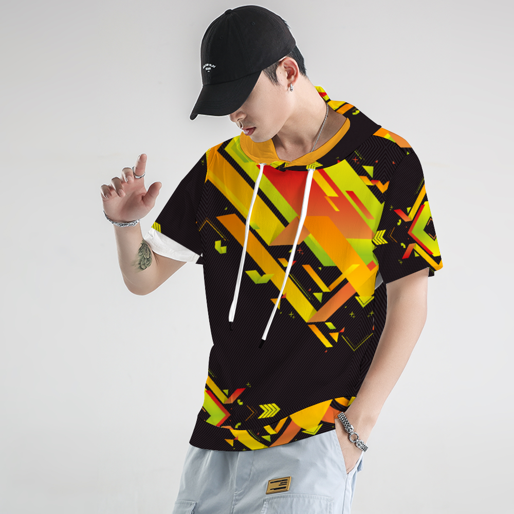 Through Space and Sound Short Sleeve Hoodie All Over Print Soft and Breathable Hoodie