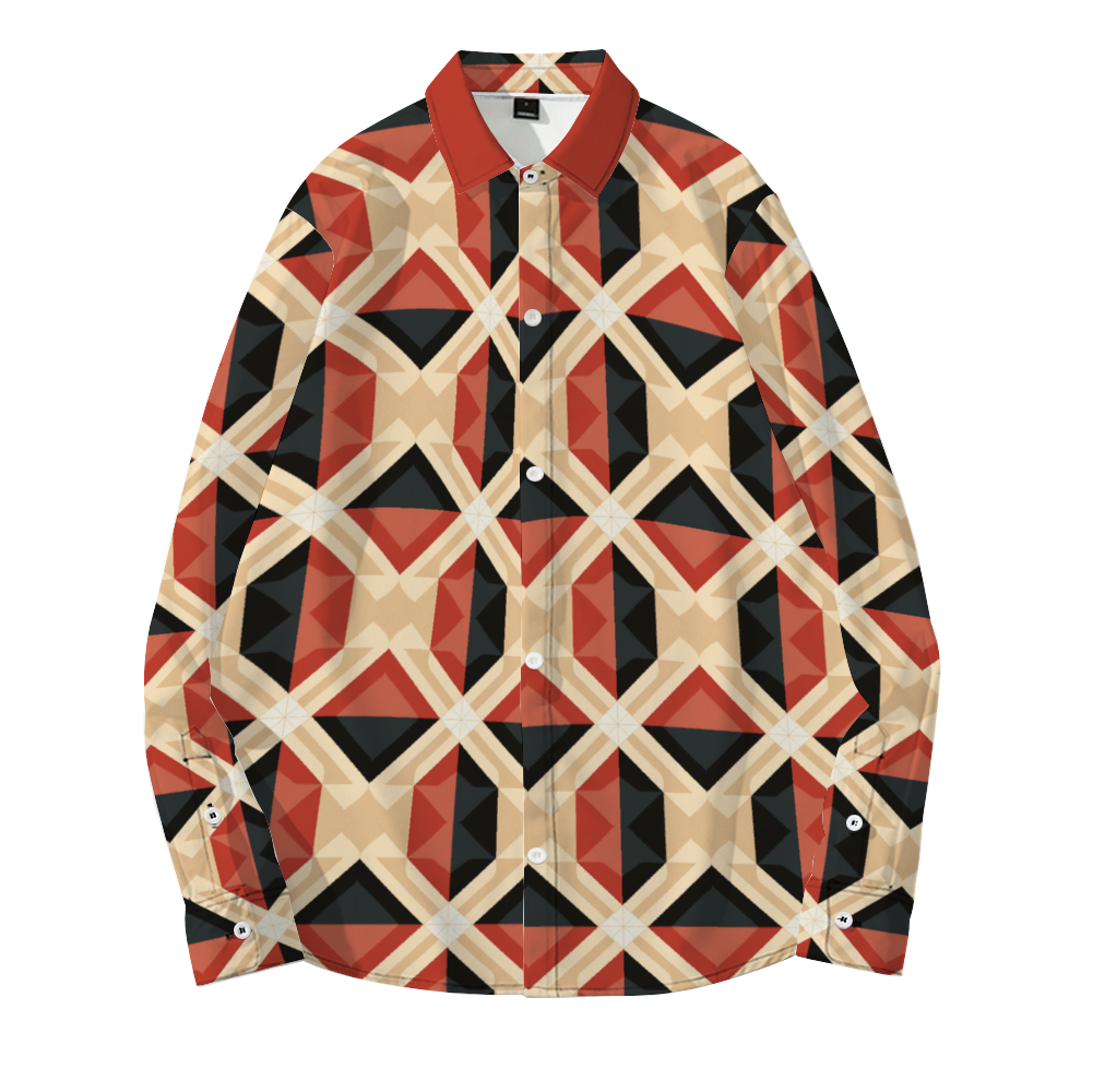 Diamond Plaid Long Sleeve Unisex Button Up