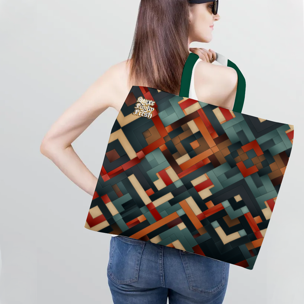 Super Funky Fresh Motiff Canvas Tote Bags with Inner Zippered Pocket 14"/16" 16OZ 2 sides Different Designs