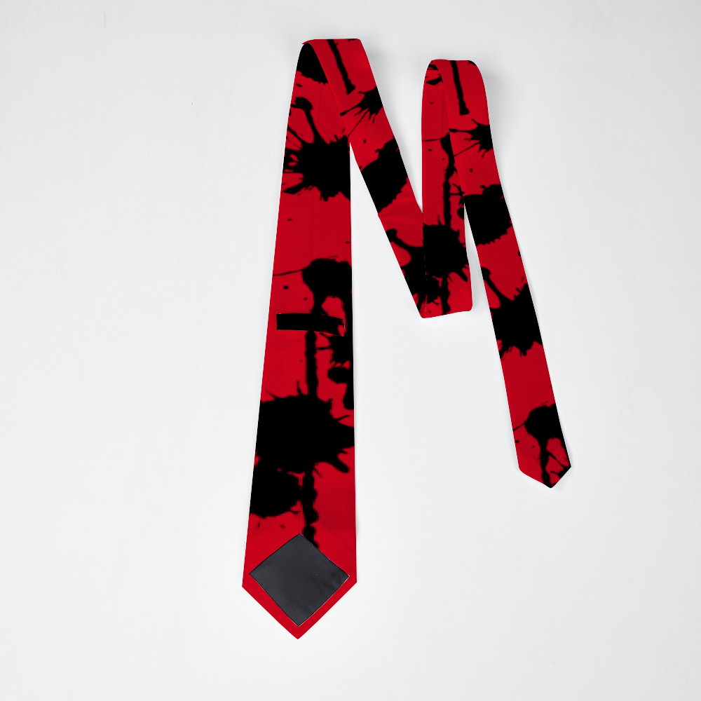 Black Paint Drip on Red Men's Classic Tie