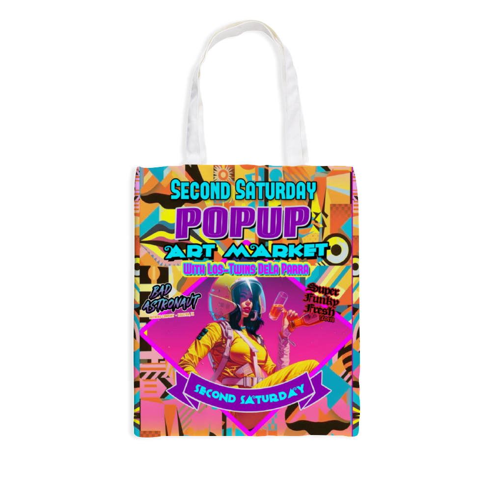 Second Saturday Canvas Tote Bags 15" × 18" with Inner Zippered Pocket 2 sides Different Designs