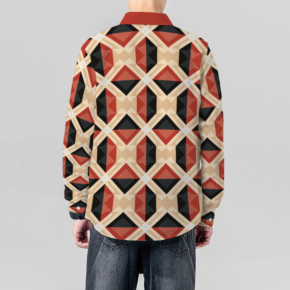 Diamond Plaid Long Sleeve Unisex Button Up