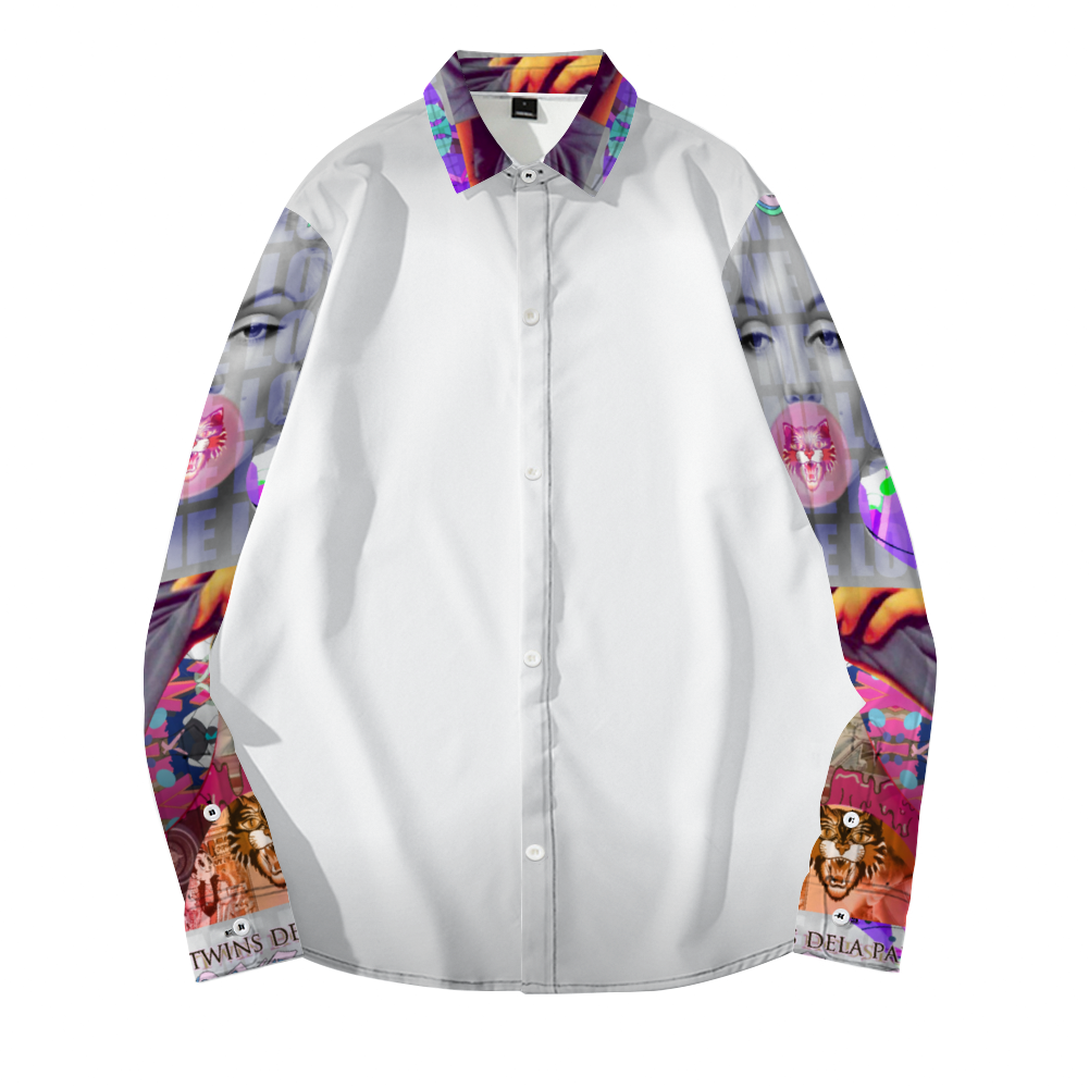 Off Gray DeLa Monroe Sleeve Print Long Sleeves Shirt Unisex Custom Shirts