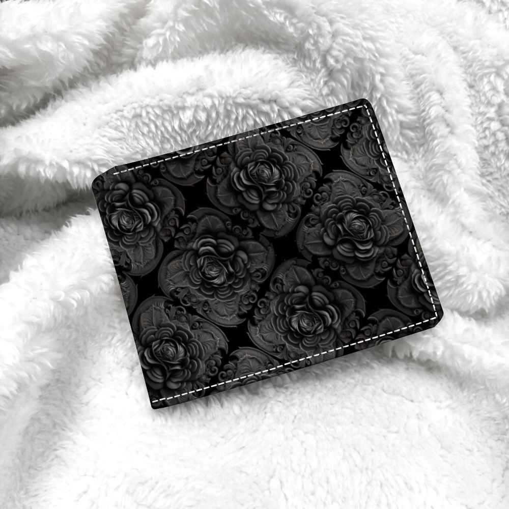 Black Roses Cowhide Wallet