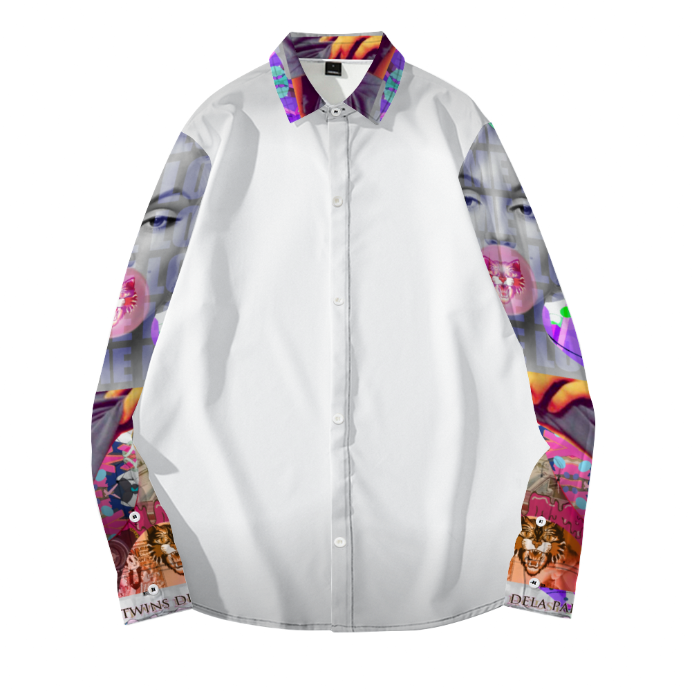 Off Gray DeLa Monroe Sleeve Print Long Sleeves Shirt Unisex Custom Shirts