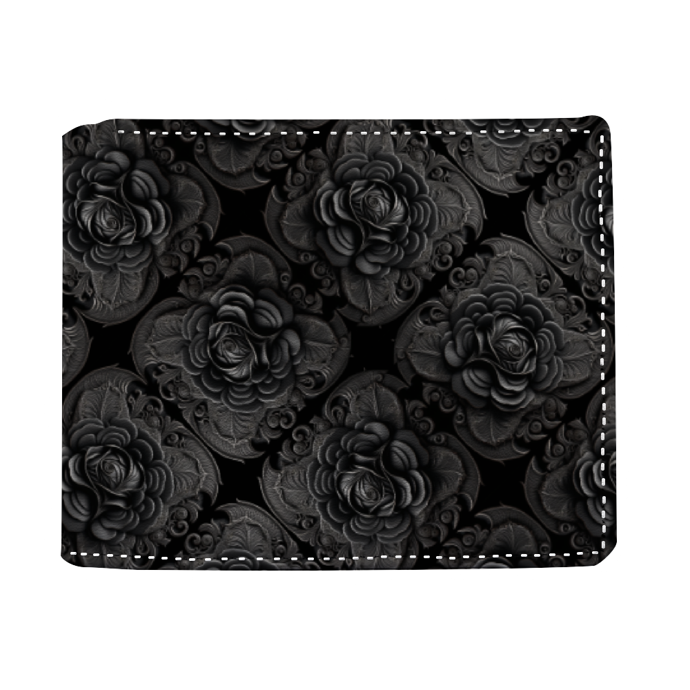 Black Roses Cowhide Wallet