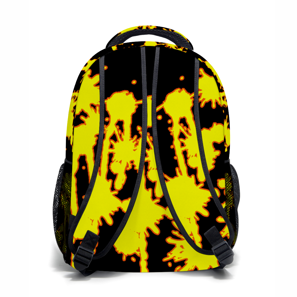Yellow on Black Graffiti Paint School Bag Backpack