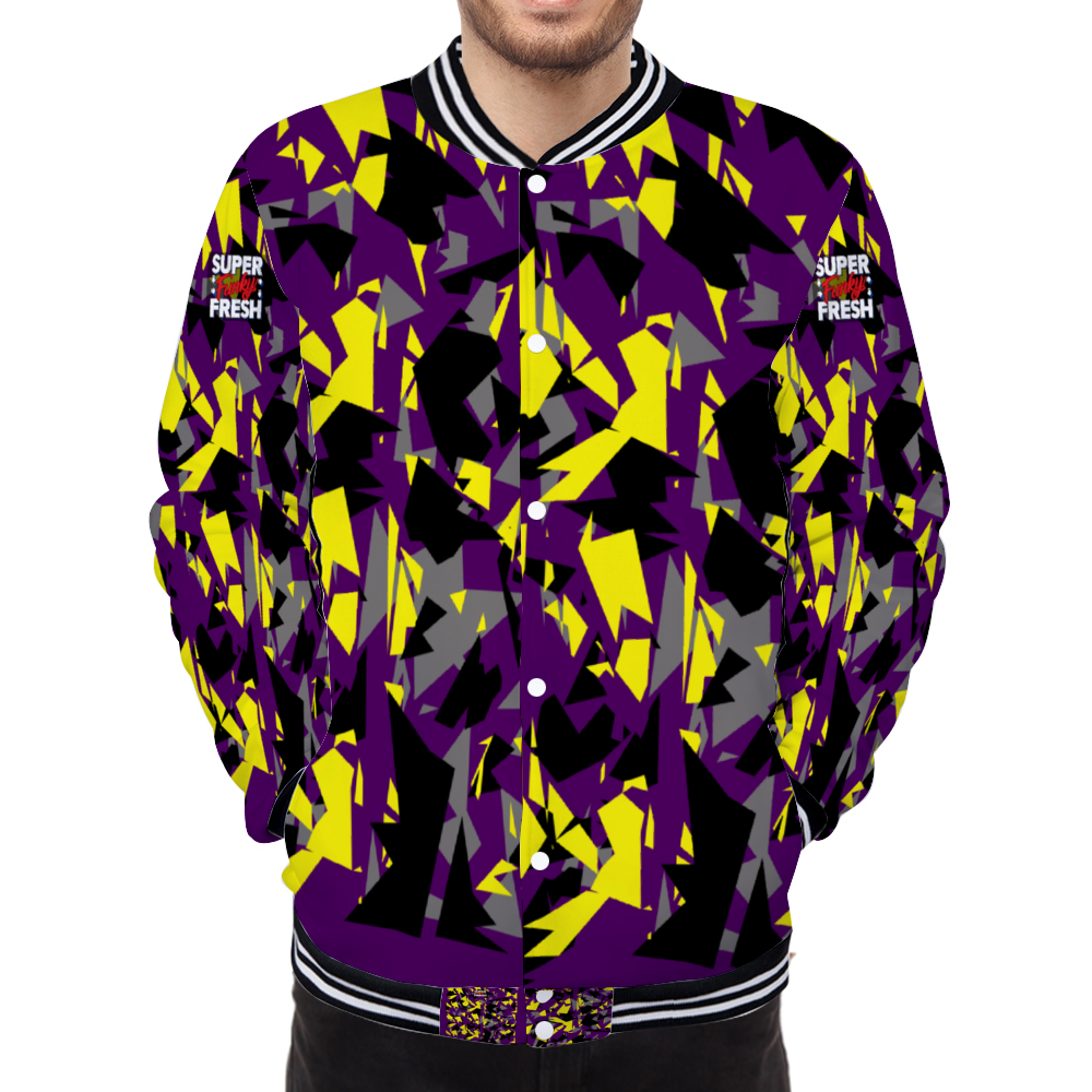 Super Funky Fresh Camo Purple/Yellow/Grey Terry Button Jacket