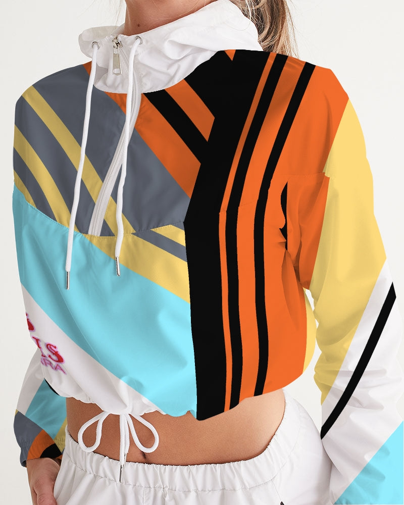Mayan Serpent Stripes Women's Cropped Windbreaker