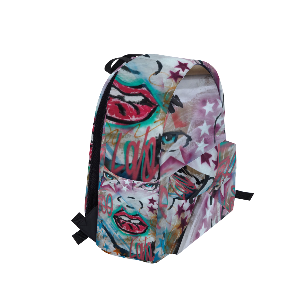 Free Love Zippered Travel Backpack 14" x 18" x 4" Schoolbag