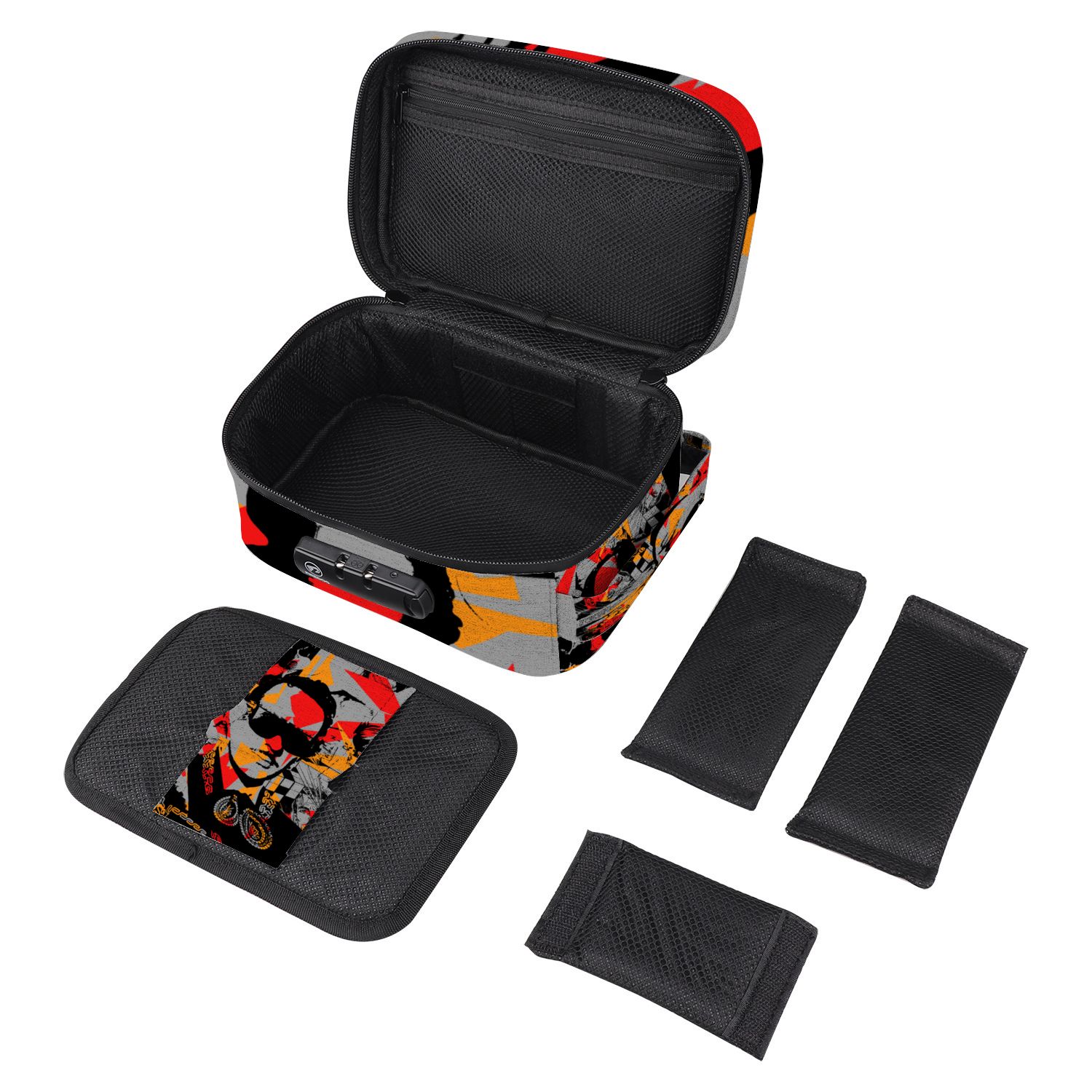 Dela Parra Graffiti Combination Lock Active Charcoal Cigar Bag Zipper Closure