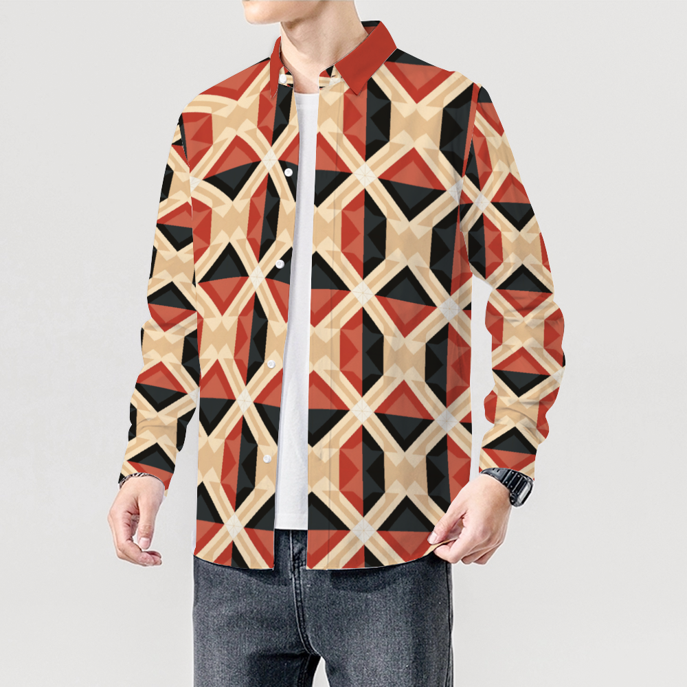 Diamond Plaid Long Sleeve Unisex Button Up