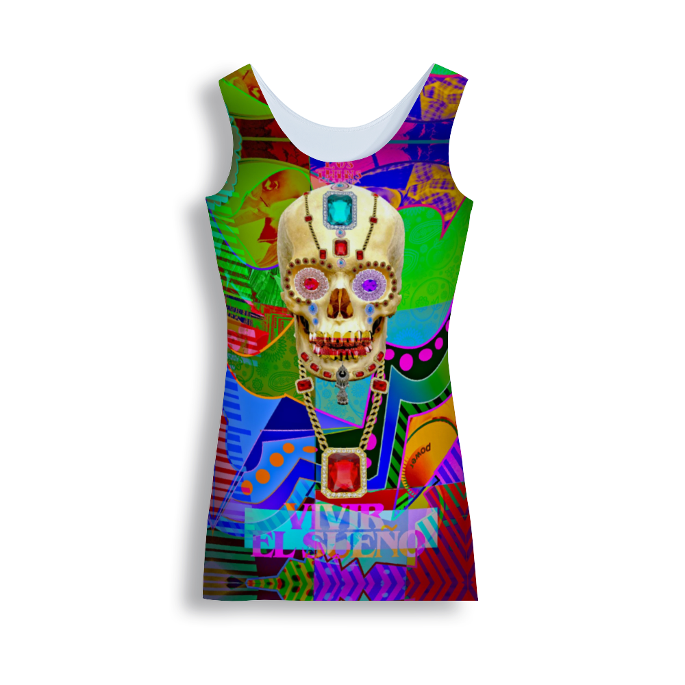 Vivir El Sueno Women's All Over Print Crew Neck Tank Dress