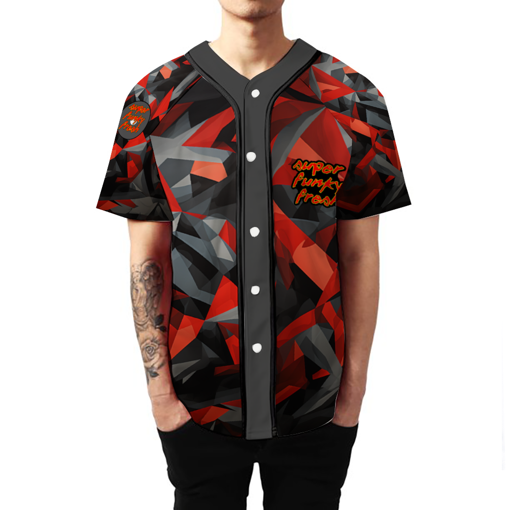 Digital Camo Red. Black Grey Unisex All Over Print Baseball Jersey Sports Jersey