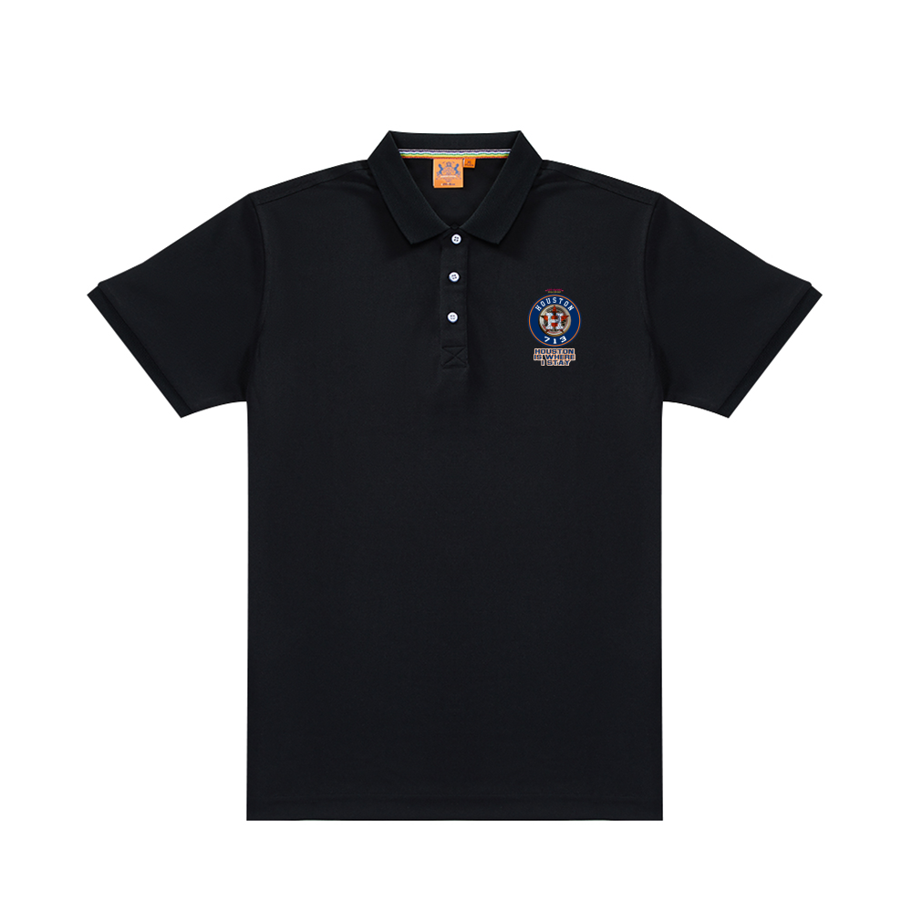 713 Houston Men's Black Classic Polo Shirt Offset Heat Transfer Print