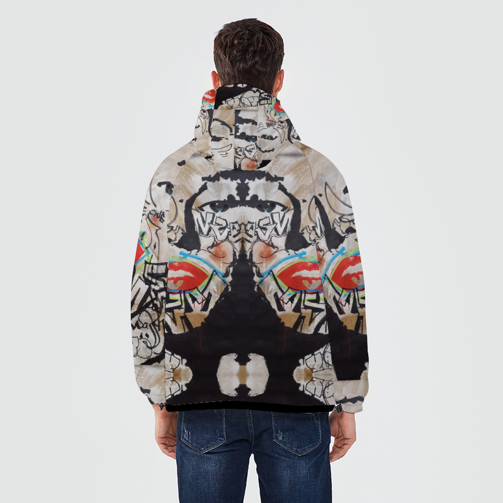 Graffiti Poster Hooded Sweatshirt All Over Print Jackets with Plush