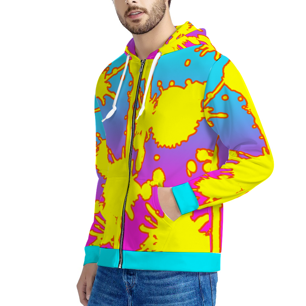 Fade Graffit Paint Full-Zip Hooded Sweatshirt
