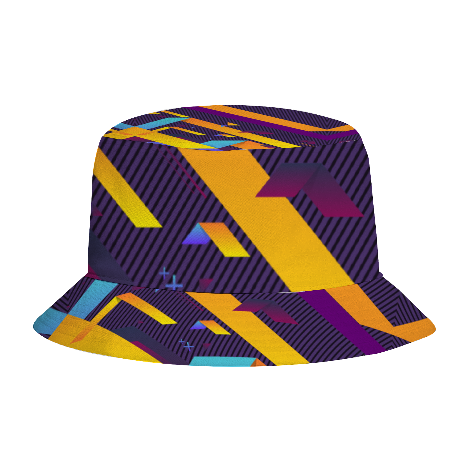 Fractual Fresh Yellow Purple Bucket Hat with Customized Under Brim