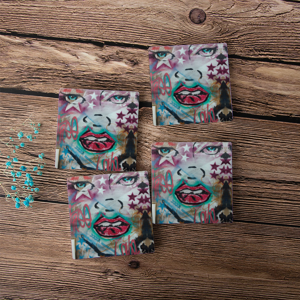 4 PCS Cork Backed Ceramic Coasters for Drinks, Heat Resistant Coasters, Coffee Mug Place Mats