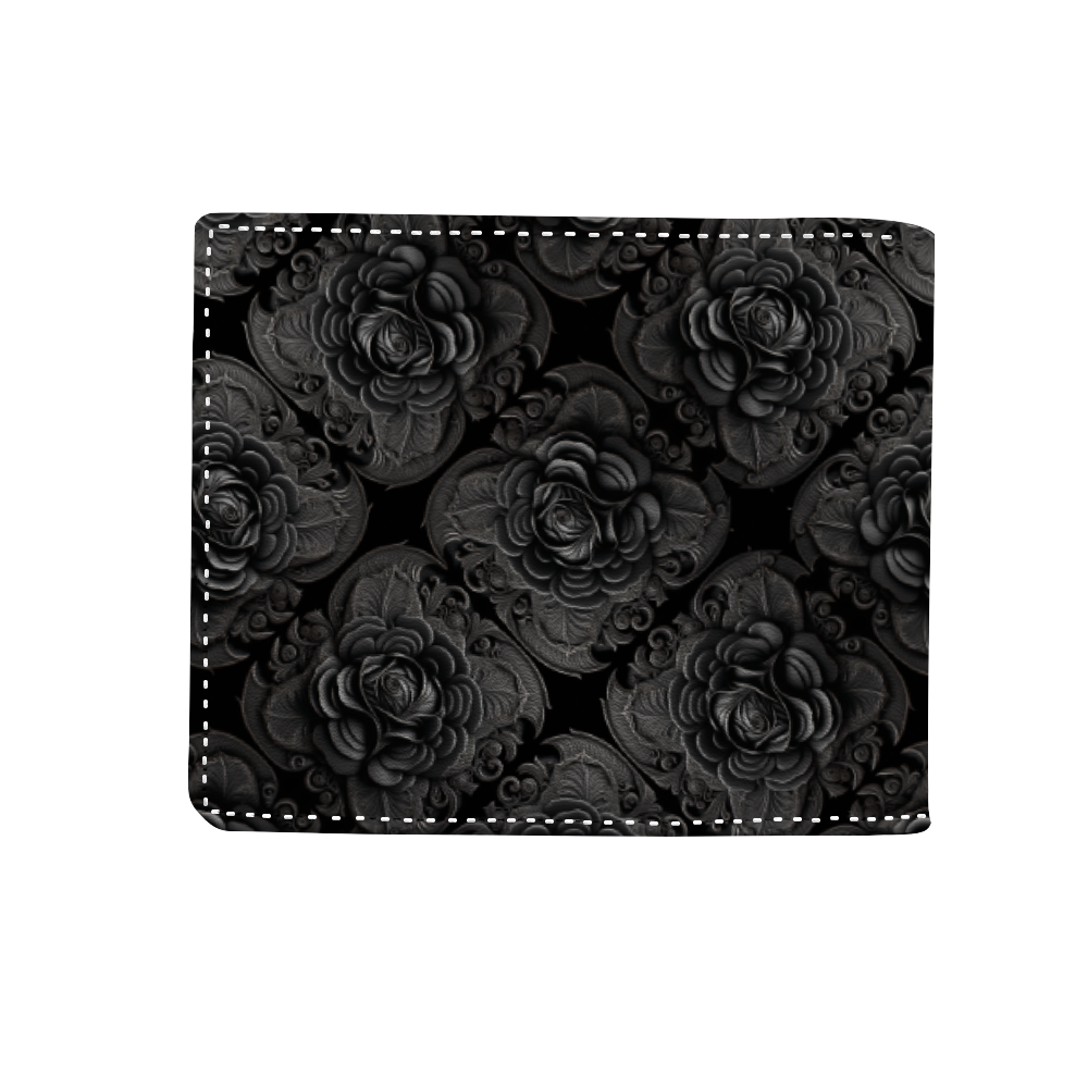 Black Roses Cowhide Wallet