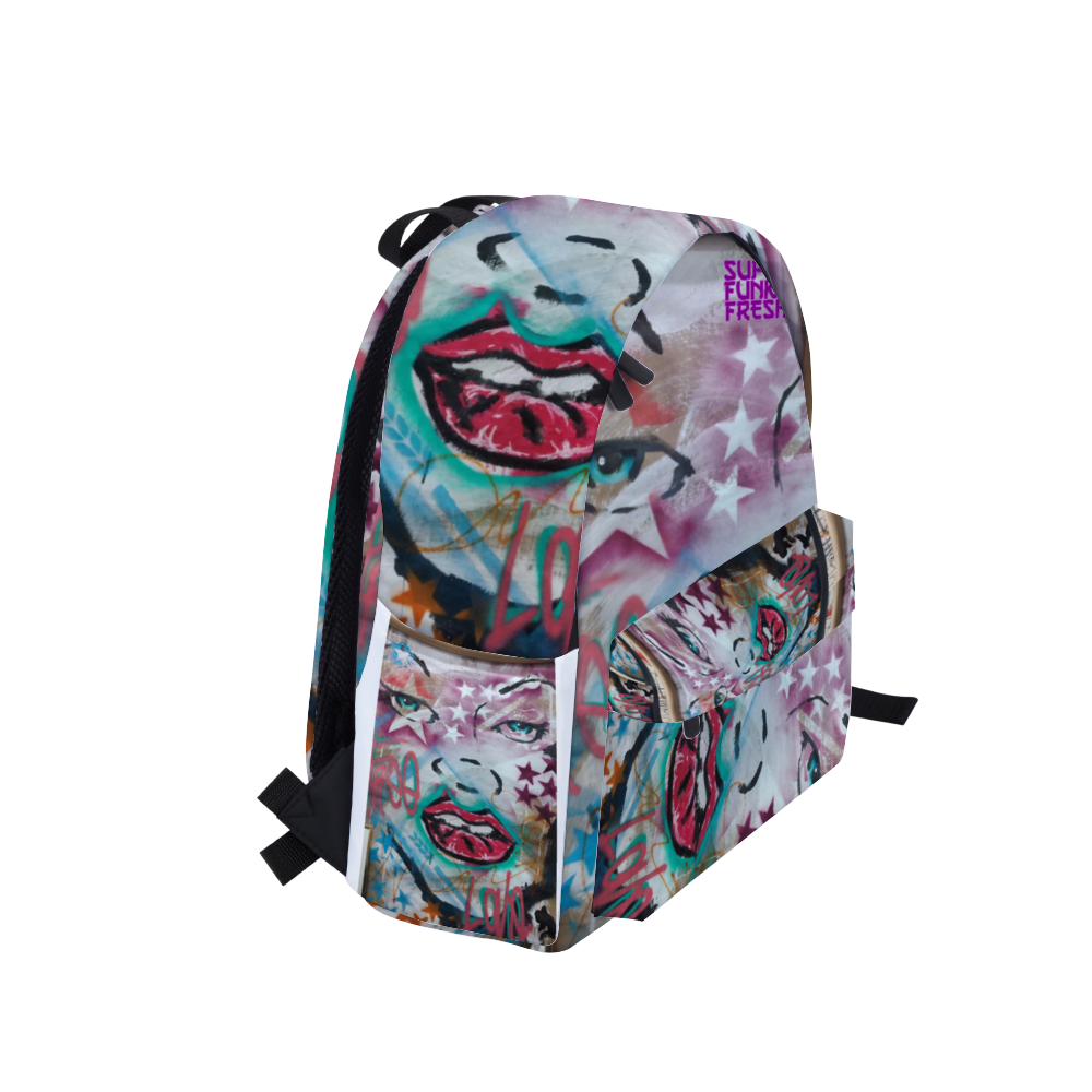 Love Letters Zippered Travel Backpack 14" x 18" x 4" Schoolbag