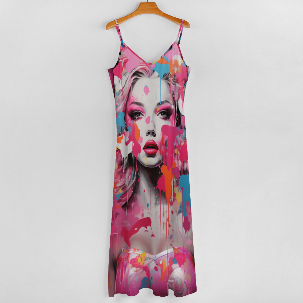 Graffiti Cans and Murals Women's Summer Fashion Slip Dress Long Skirts