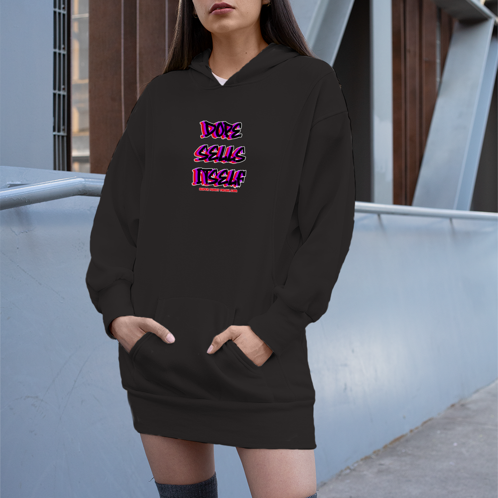 Dope Sells Itself Women's Long Sleeve Hoodies with Pocket Mini Dress