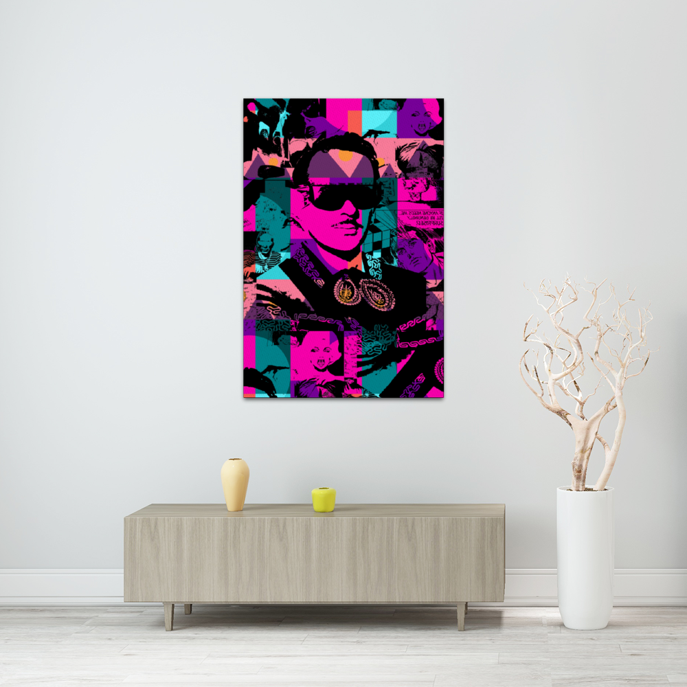 Multi Color Graffiti Inspired Wooden Inner Framed Canvas Painting 20" x 30"