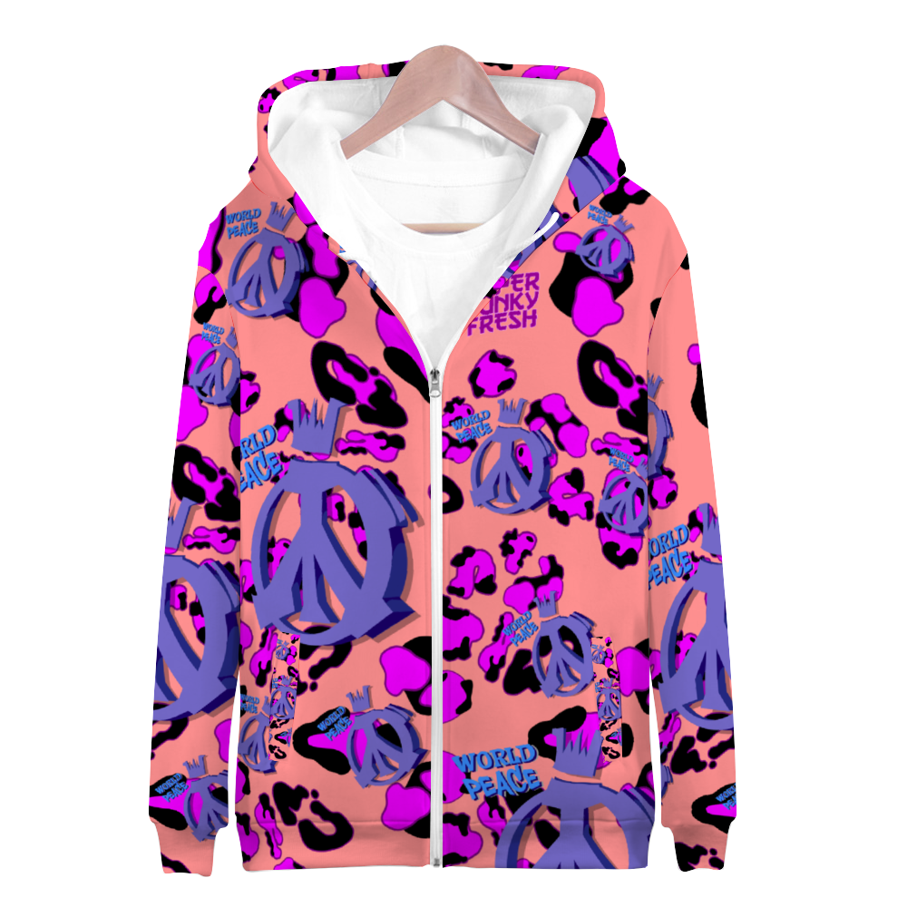 World Peace Hoodies Unisex Terrycloth Zipper Hoodie