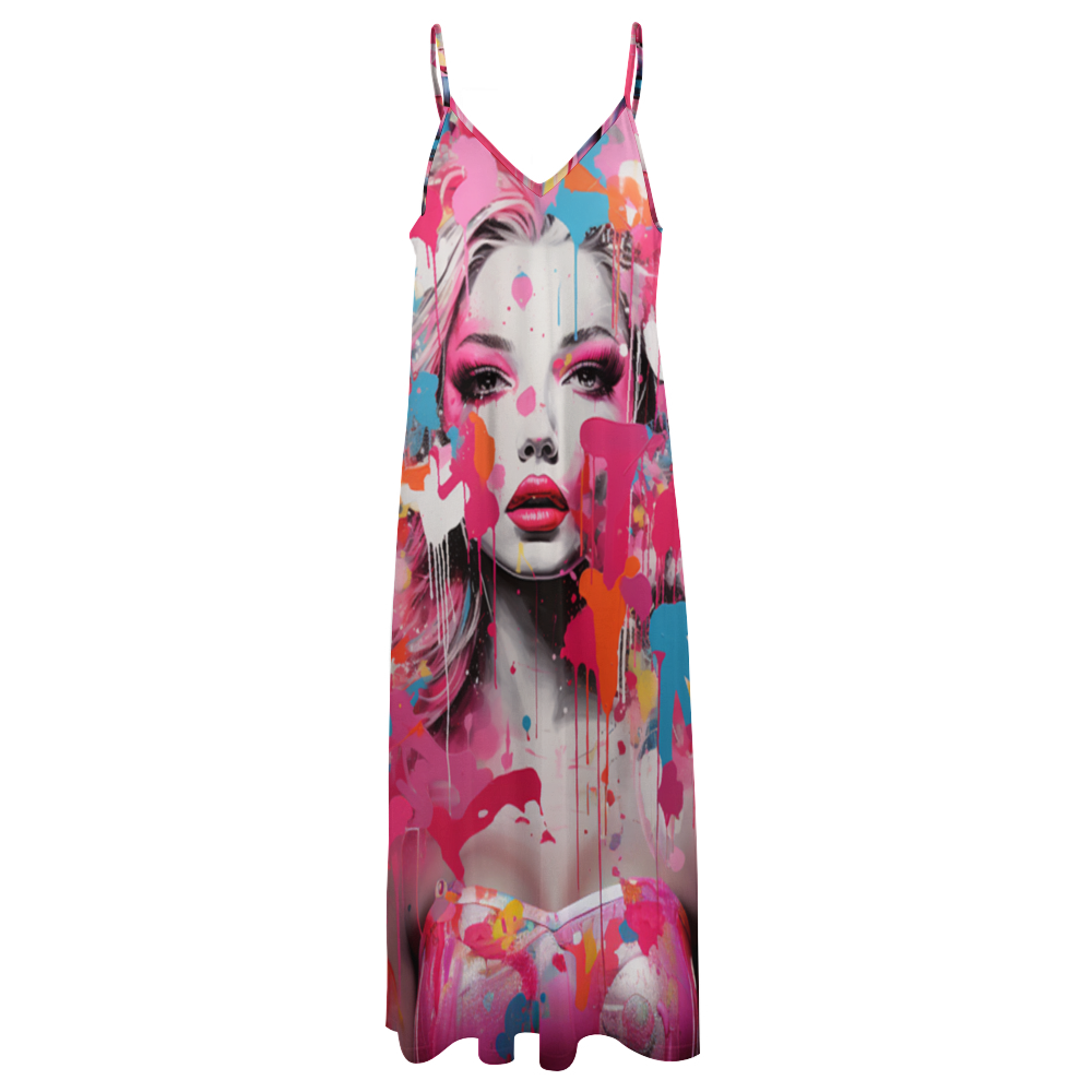 Graffiti Cans and Murals Women's Summer Fashion Slip Dress Long Skirts