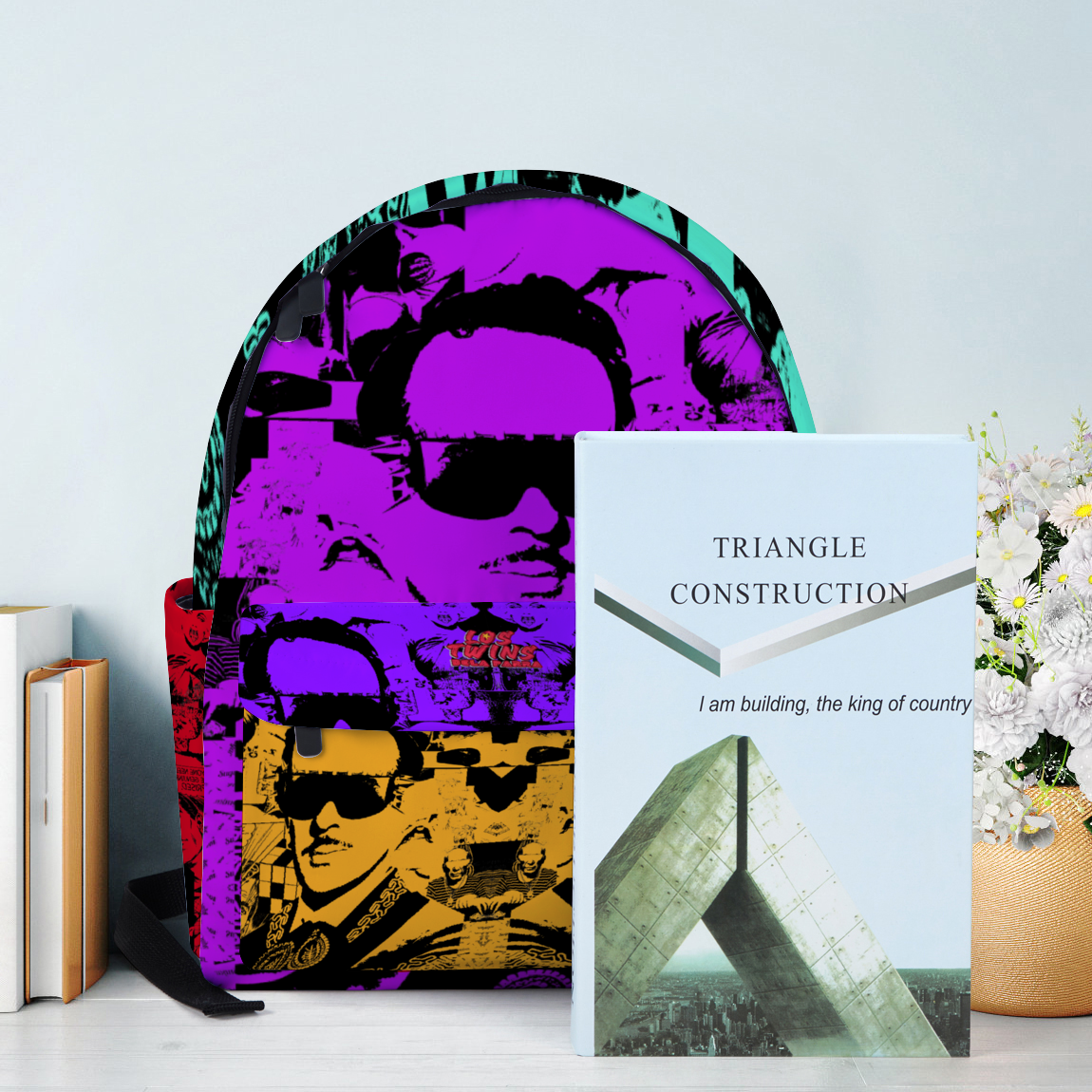 Dela Parra Graffiti Zippered Travel Backpack 14" x 18" x 4" Schoolbag