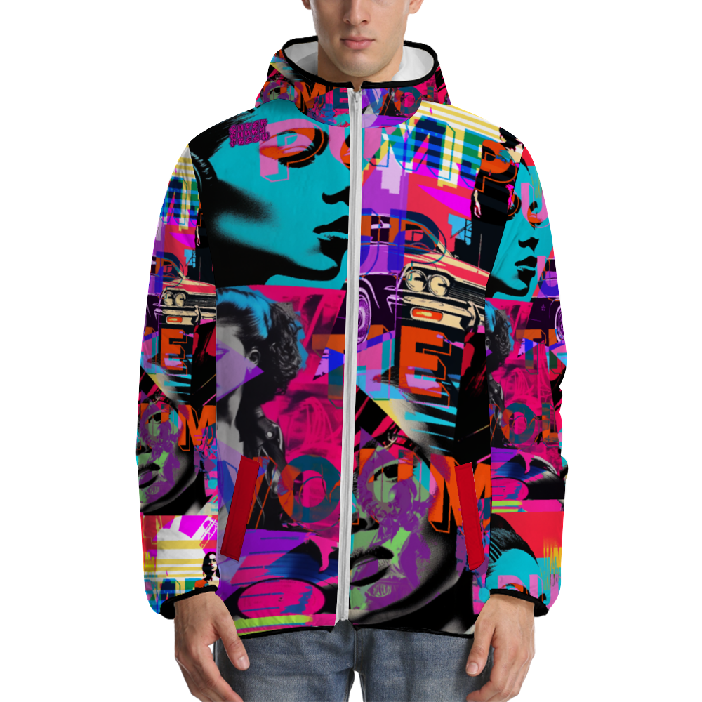 Pump Up The Volume Adult Windproof Hoodie Jackets Full-Zip Bubble Coats