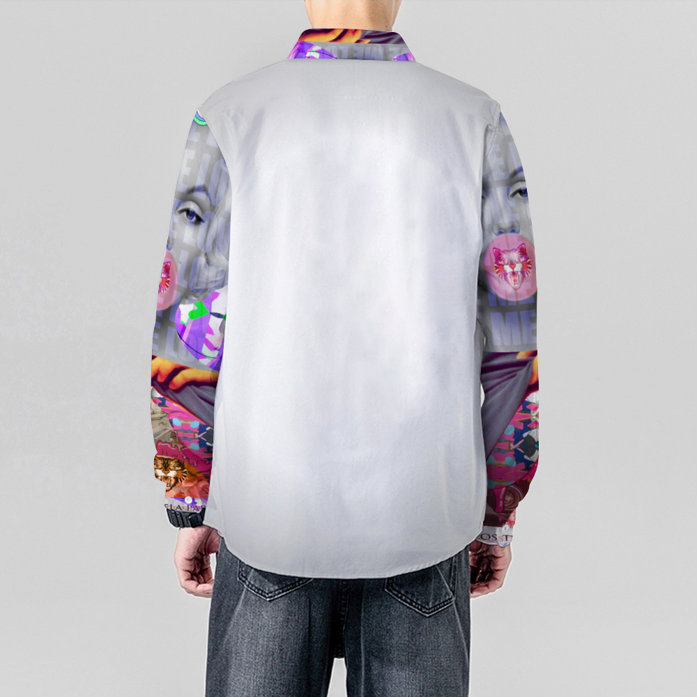 Off Gray DeLa Monroe Sleeve Print Long Sleeves Shirt Unisex Custom Shirts