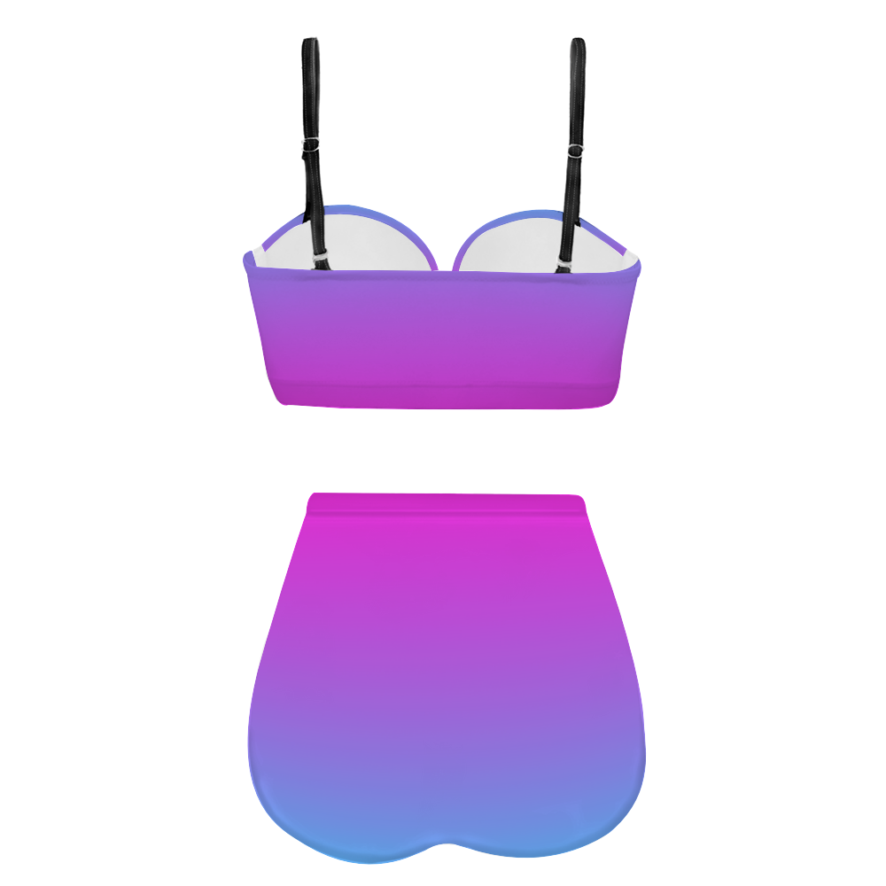 Blue and Pink Women's High Waist Bikini