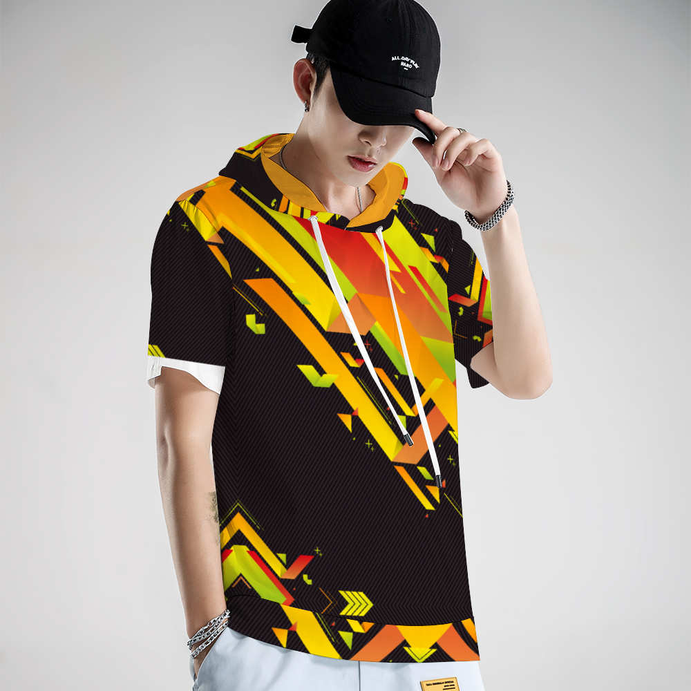 Through Space and Sound Short Sleeve Hoodie All Over Print Soft and Breathable Hoodie