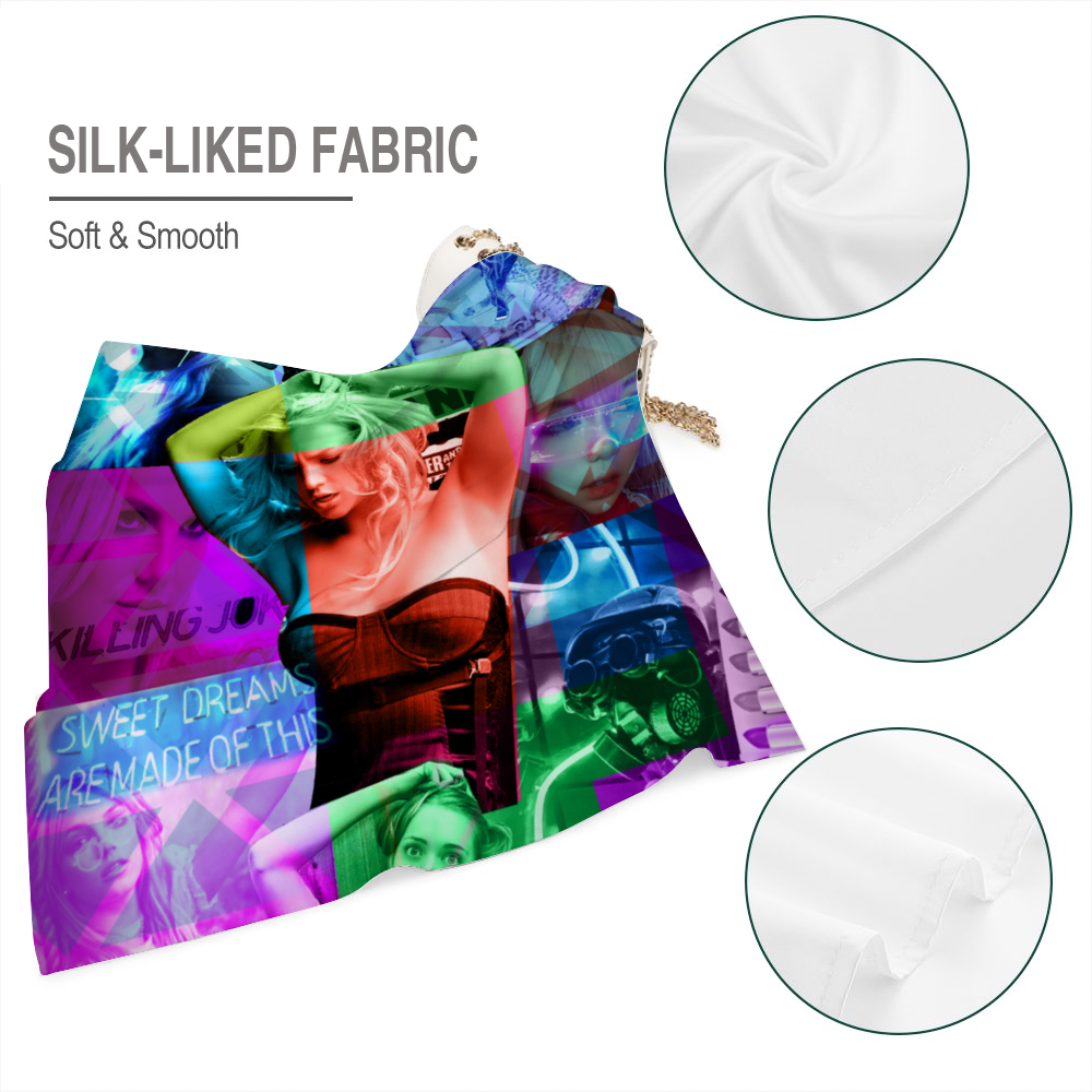 Britney DeLa Parra Silk-liked Scarf 36" x 36" Thin Satin Shawl