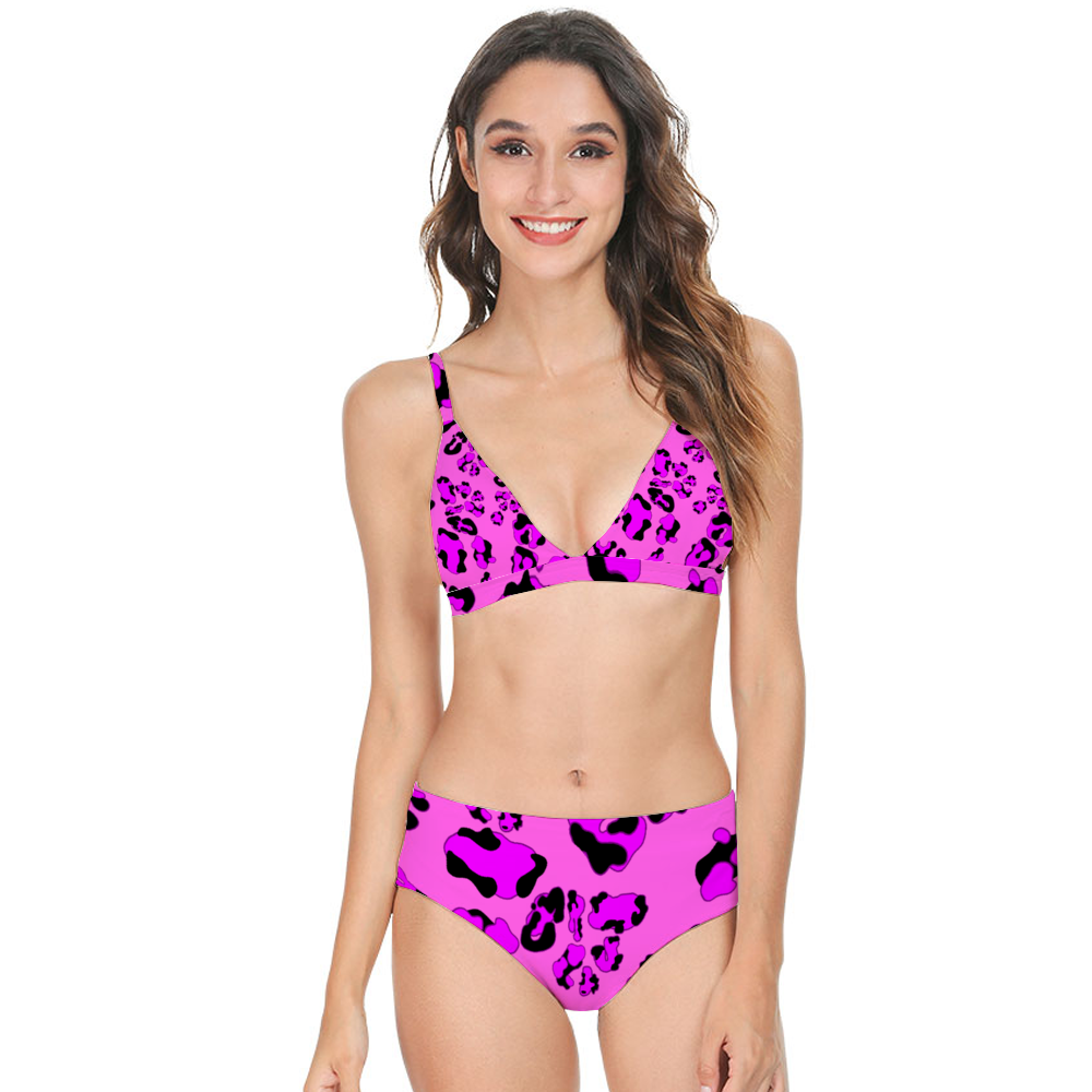 Women's Pink Cheetah Bikini Swimsuit with Padding