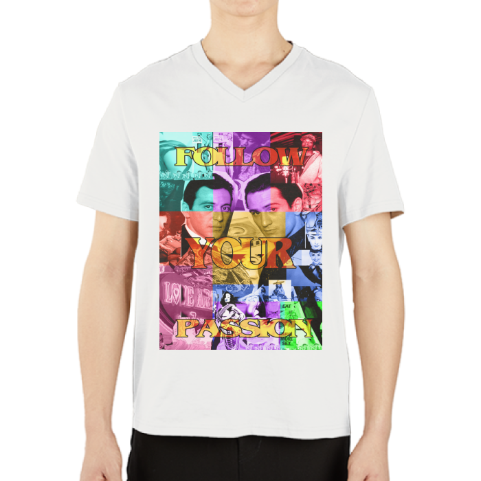Follow Your Passion Casual V-Neck Short Sleeve T-Shirts